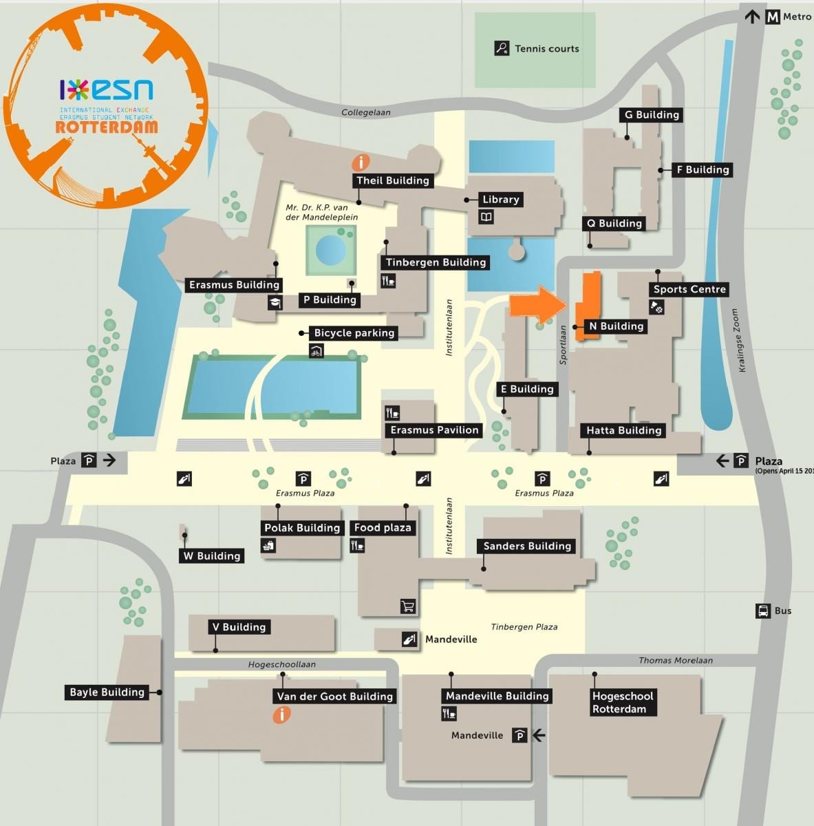 地图的鹿特丹伊拉斯谟大学 